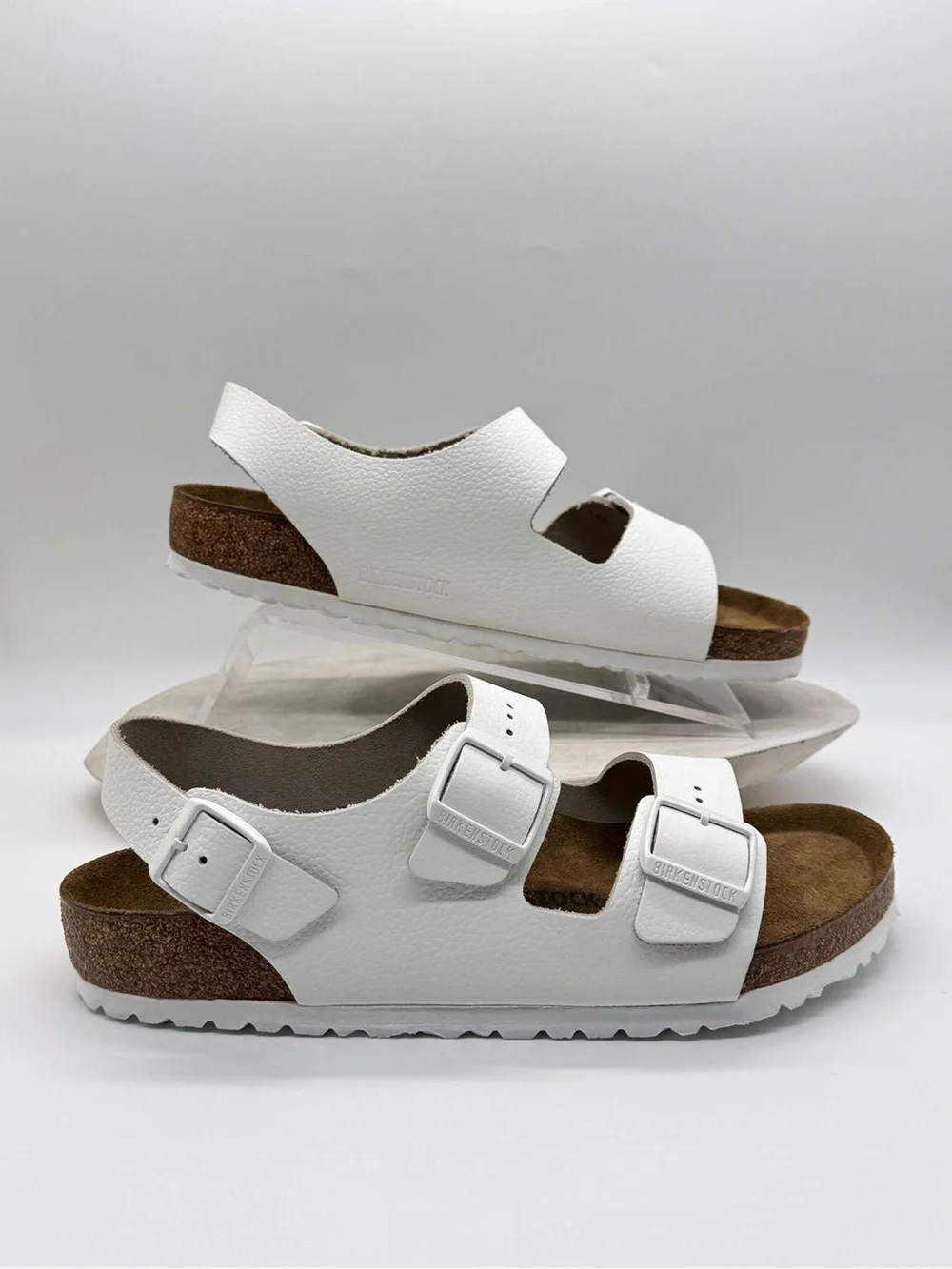 Birkenstock Milano White Leather Sandals NWOB Men 10 L12 Regular Fit EU 43